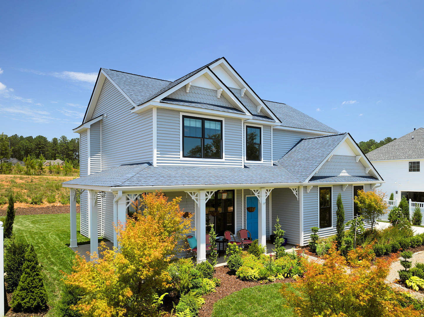 Home With Certainteed Atlantic Blue Shingles